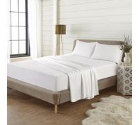 (White, Double) Extra Deep Flannelette Fitted Sheet 100% Brushed Cotton 40cm Deep Fitted Bed Sheet