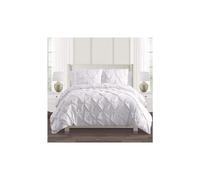 (White, Double) Luxurious Diamond Pinch Pleat Pintuck Duvet Cover Set 100% Soft Egyptian Cotton Quilt Covers Bedding Bed Sets Double King Super King with Pi