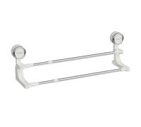 White Double Rod Suction Cup Towel Bar | Wall Mounted Towel Rail, Towel Bar Suction Towel Rack, Shower Door Adhesive Rack Towel Bar Rack, Bathroom Rail for Glass Shower Door