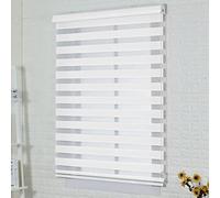 White Double Roller Blind,Day and Night Zebra Roller Blind,Blackout Roller Shades,Double Fabric Translucent or Blackout Vision Curtains,for Window/Door,with Fittings,Custom (100x180cm/39x71in)