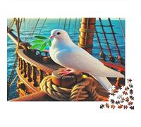 White Dove 1000 Piece Jigsaw Puzzle Paper for Adults Wooden Sailing Ship Deck Ocean Navigation Scene Family Relaxation Gift 70x50cm/1000pcs