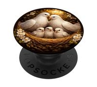 White Dove Bird Watcher Symbol Love Peace + Freedom PopSockets Adhesive PopGrip