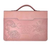White Dove Designs Bible Cover-Debossed w/Weave Pattern-Love-Pink-LRG