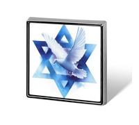 White Dove Flying Across The Star Minimalistic Unisex Brooches & Pins Square Lightweight Lapel Badge Jewelry for Clothing Shawl Hat