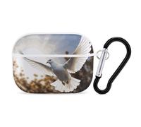 White Dove Flying AirPods Pro 2 Case Cover, Shockproof Hard Shell Protective Case for Women Men, Compatible with Airpod Pro Case 2nd/1st Generation with Keychain-White