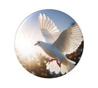 White Dove Flying In The Sun Button Pins 5 Pcs, 2.4 Inch Round Button Badges Metal Personalized Picture Photo Pin Buttons Kit For Craft Supplies Christmas Diy Party Projects
