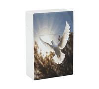 White Dove Flying in The Sun Cigarette Case Stylish Lightweight Pocket Holder Case for Smoke Waterproof Cigarette Dispenser Cigarettes Accessories for Outdoor Camping Hiking