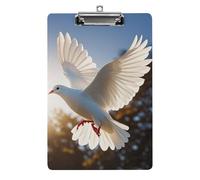 White Dove Flying in The Sun Clipboard Simple Sturdy Standard A4 Letter Size Acrylic Clipboard Low-Profile Metal Clip with Retractable Hanging Hole Plastic Clipboards