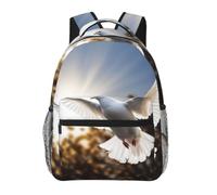 White Dove Flying In The Sun Cute Backpack Waterproof Lightweight Casual Backpack One Size Daypack Travel Laptop Bag For Men Women