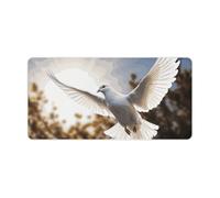 White Dove Flying in The Sun Desk Pad Protector Large Waterproof Desk Mat Blotter Non-Slip Rubber Base Multifunctional Mouse Keyboard Gaming Pad Big Computer Mat for Home Office