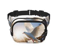 White Dove Flying In The Sun Fanny Pack For Women Waterproof Adjustable Belt Bags Waist Pack Fashion Casual Crossbody Bags Bum Bag For Running Workout Hiking Traveling, Black, One Size