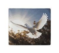 White Dove Flying in The Sun Full Print Wallet, Double Fold Credit Card Wallet Change Wallet Card Case Money Organizer Wallet Cash Wallet with Smooth Zipper for Women Ladies Women, style, One Size