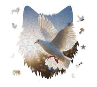 White Dove Flying in The Sun Jigsaw Puzzle 175PCS Wolf Head Design Puzzle Wooden Jigsaw Puzzles for Adults Families