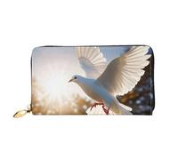 White Dove Flying In The Sun Leather Wallets For Women Waterproof Zip Around Clutch Purses Large Credit Card Holder With Phone Holder Ladies Travel Coin Purse, Black, One Size, Casual