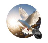 White Dove Flying in The Sun Mouse Pad Round Computer Mousepad Cute Mouse Pads with Non-Slip Rubber Base Mouse Mat for Laptop Gaming Office Home
