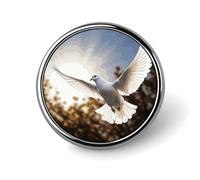 White Dove Flying in The Sun Round Badge Brooch Lightweight Lapel Tie Pins Unique Gifts Metal Brooch Badge For Hat Shirt Clothing Bags Decoration