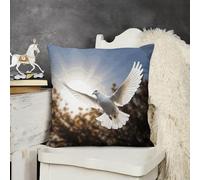 White Dove Flying in The Sun Throw Pillow Cover Square Plush Pillow Cases with Zipper Double-Sided Decorative Bed Couch Cushion Cover Print Cushion Cases for Bedroom Living Room