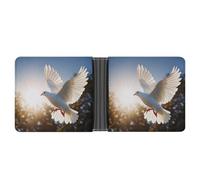 White Dove Flying in The Sun Wallet Bifold Passcase Slim Wallet Leather Compact Credit Card Holder Front Pocket Cash Purse