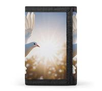 White Dove Flying in The Sun Wallet Men's Trifold Wallet And Coin Pocket Slim Card Holder Wallet for Men Money Clip