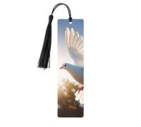 White Dove Flying in The Sun Wooden Bookmarks 5pcs with Black Tassels Handmade Double-Sided Printed Book Marks Page Markers Book Accessories Gift for Book Lovers Women Men