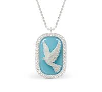 White Dove Flying Rectangle Pendant Necklace Silver Women Jewelry Alloy Keychain Tag Jewelry