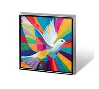 White Dove Holy Spirit Bright Colorful Modern Unisex Brooches & Pins Square Lightweight Lapel Badge Jewelry for Clothing Shawl Hat