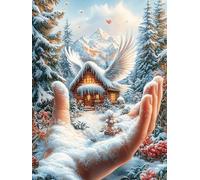 White Dove in A Hand Over A Snowy Village 1000 Pc Classic Jigsaw Puzzle Animal Plant Puzzle for Adults Hard Challenging Hobby Home Decor Poster Eco Friendly Material 1000 PCS