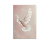 White Dove in Flight Wall Art, Realistic Print, Animal Poster, Gentle Canvas Picture, Sweet Decor for Living Room Artistic Wall Mural Modern Hanging Decor Poster20x30inch(50x75cm)