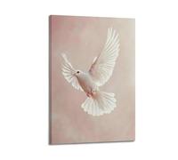 White Dove in Flight Wall Art, Realistic Print, Animal Poster, Gentle Canvas Picture, Sweet Decor for Living Room Artistic Wall Mural Modern Hanging Decor Poster20x30inch(50x75cm)