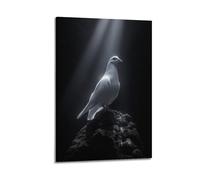 White Dove in Light Wall Art, Artistic Print, Animal Poster, Elegant Canvas Picture, Gentle Decor for Living Room Bedroom Study Artistic Wall Mural Modern Hanging Decor Poster08x12inch(20x30cm)