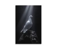 White Dove in Light Wall Art, Artistic Print, Animal Poster, Elegant Canvas Picture, Gentle Decor for Living Room Bedroom Study Artistic Wall Mural Modern Hanging Decor Poster12x18inch(30x45cm)