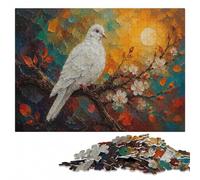 White Dove on Branch Oil Painting Jigsaw Puzzle for Adults, 300 Pieces | Clear image details - a clear section-by-section approach in spare time.
