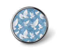 White Dove Round Brooch Pin Lapel Pins Tie Suit Dress Accessories Wedding Birthday For Men Women