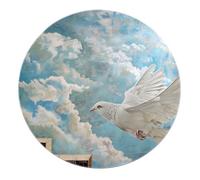 White Dove Round Rugs - Sky Cloud Pattern Non Slip Area Rug Stain Resistant Washable Carpet for Nursery Room Playroom Study Room Studio 160cm
