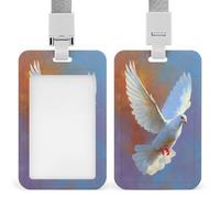 White Dove Soaring in The Sky ID Badge Holder Retractable Clip Card Holder Card Protector Name Badge Name Tag for Work Office Doctor Nurse