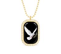 White Dove with Olive Branch Funny Pendant Necklace for Women Personalized Fashion Jewelry Diamond Necklaces for Wedding Birthday Gold Silver