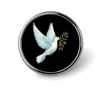 White Dove1 Peace Round Brooch Pin Lapel Pins Tie Suit Dress Accessories Wedding Birthday for Men Women