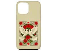 White Doves and Red Roses Art Nouveau Illustration Case for iPhone 12 Pro Max
