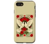 White Doves and Red Roses Art Nouveau Illustration Case for iPhone SE (2020) / 7/8