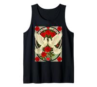 White Doves and Red Roses Art Nouveau Illustration Tank Top