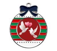 White Doves Holding Heart Balloons Cute Christmas Pendants Circular