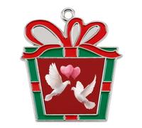 White Doves Holding Heart Balloons Cute Christmas Pendants Trapezoid