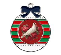 White Doves with Red Roses Cute Christmas Pendants Circular