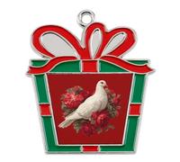 White Doves with Red Roses Cute Christmas Pendants Trapezoid