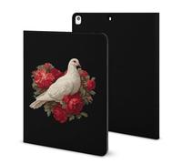 White Doves with Red Roses Funny Tablet Case Compatible with IPAD 2020 （10.2in） Personality Protective Cover with Pen Slot