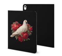 White Doves with Red Roses Funny Tablet Case Compatible with IPAD 2020 AIR 4 （10.9in） Personality Protective Cover with Pen Slot