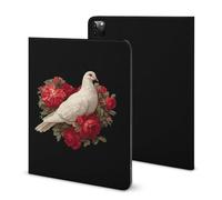 White Doves with Red Roses Funny Tablet Case Compatible with IPAD Pro 2021 （11in） Personality Protective Cover with Pen Slot