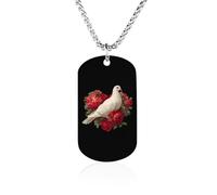 White Doves with Red Roses Novelty Pendants Necklaces