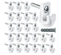 White Down Wall Clip Closet Shelves Clips Wire Shelf Loop Clips Plastic Heavy Duty Wire Shelf Brackets Included Clips Screws and Expansion Tubes for Wire Closet Shelving (24 Pack)