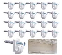 White Down Wall Clip- Wire Shelf Loop Clips Wall Shelf Clips Screws and Expansion Tubes for Wire Shelving (20pcs)
